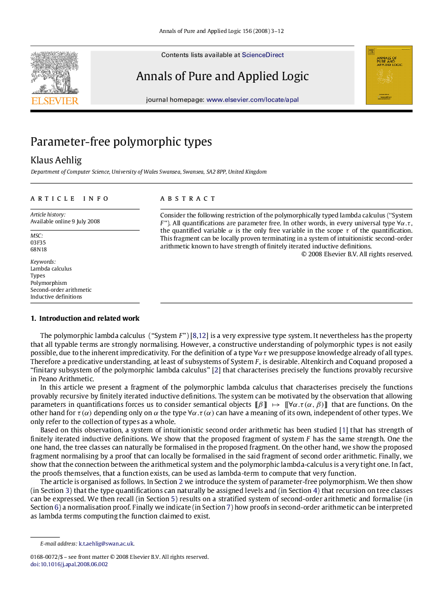Parameter-free polymorphic types