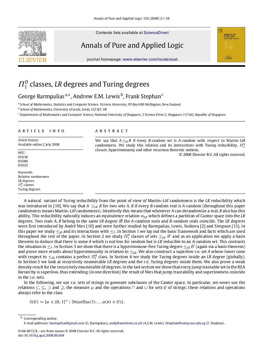  classes, LR degrees and Turing degrees
