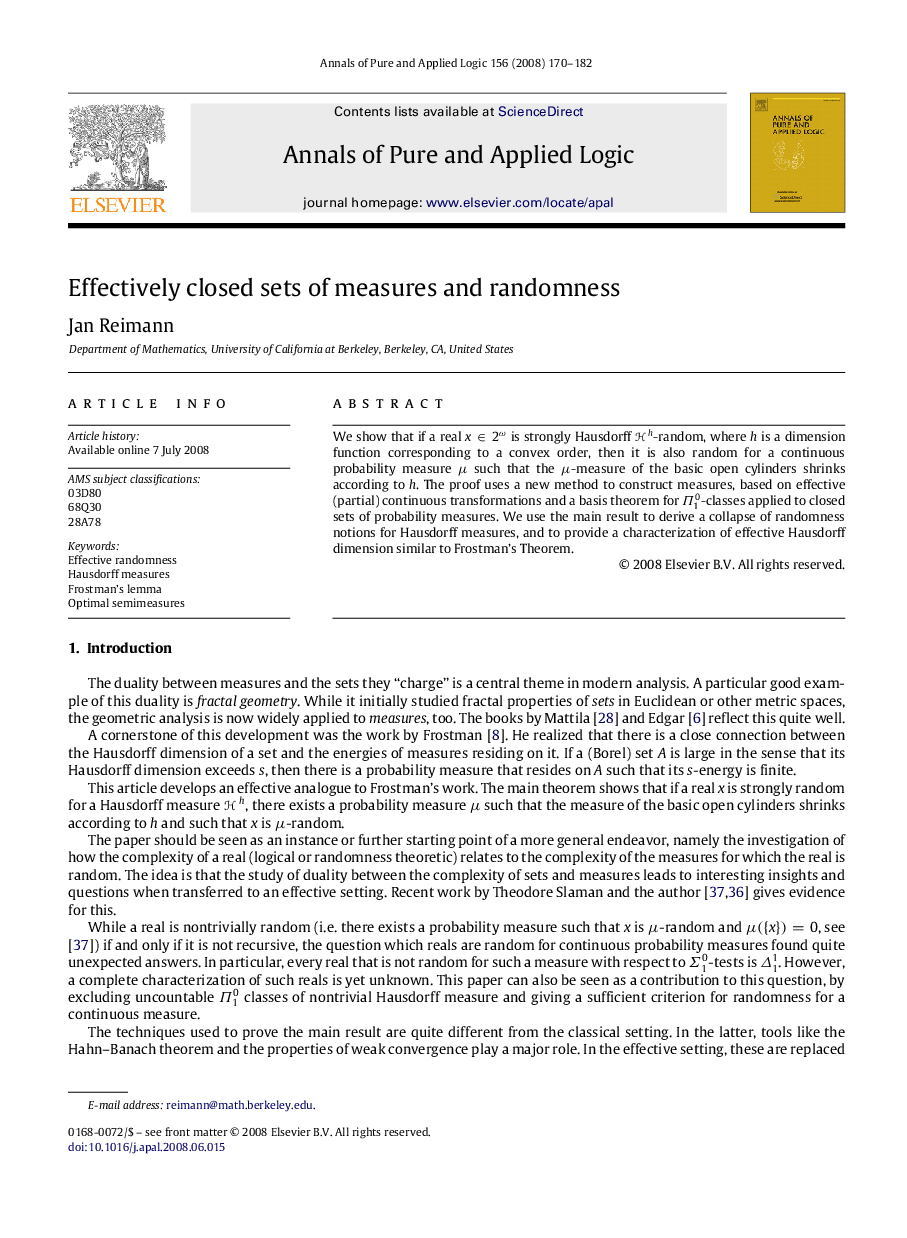 Effectively closed sets of measures and randomness