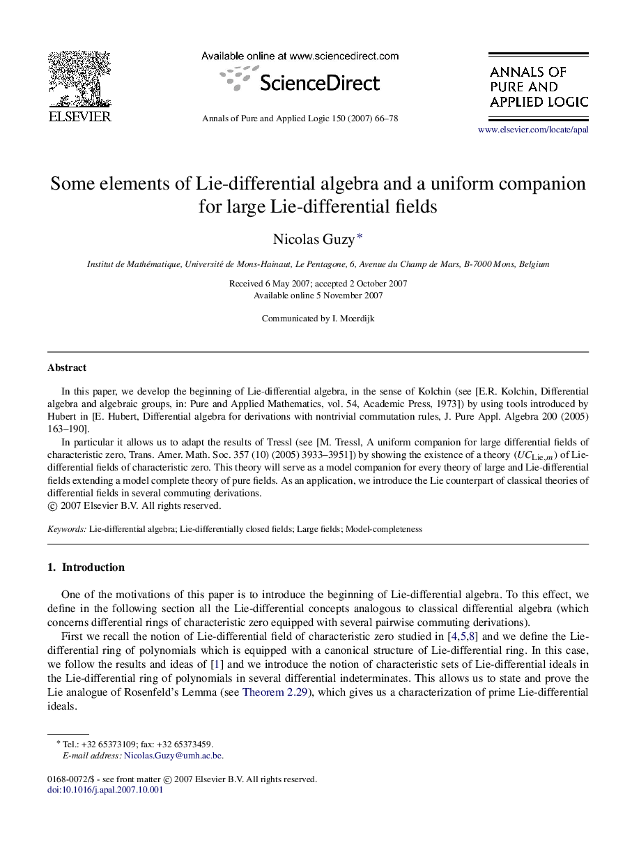 Some elements of Lie-differential algebra and a uniform companion for large Lie-differential fields