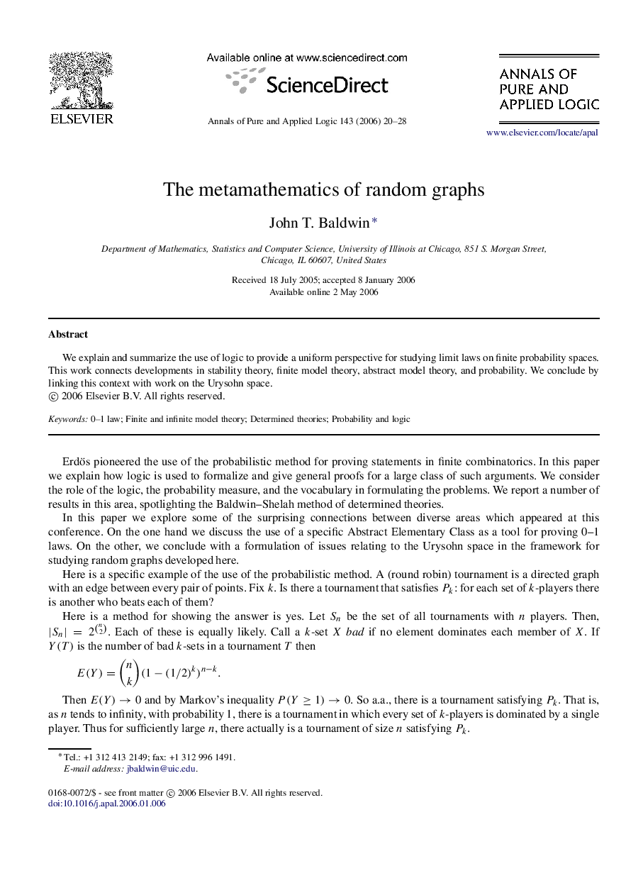 The metamathematics of random graphs