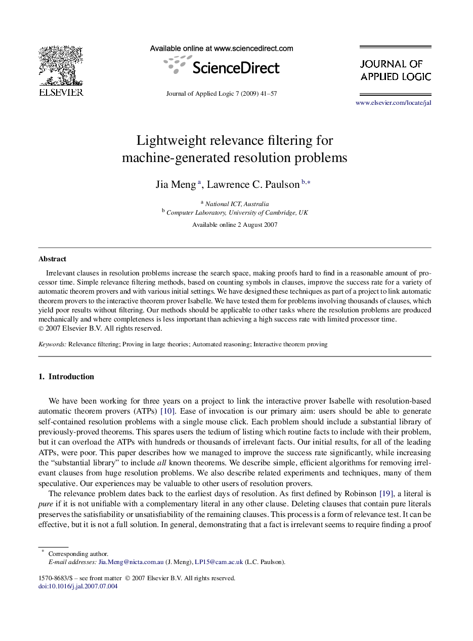 Lightweight relevance filtering for machine-generated resolution problems