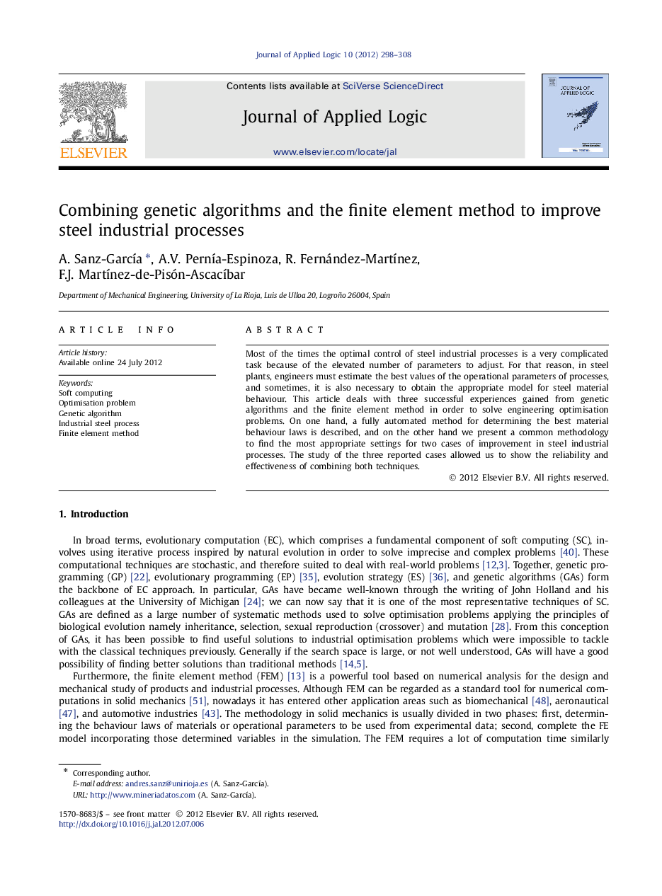 Combining genetic algorithms and the finite element method to improve steel industrial processes