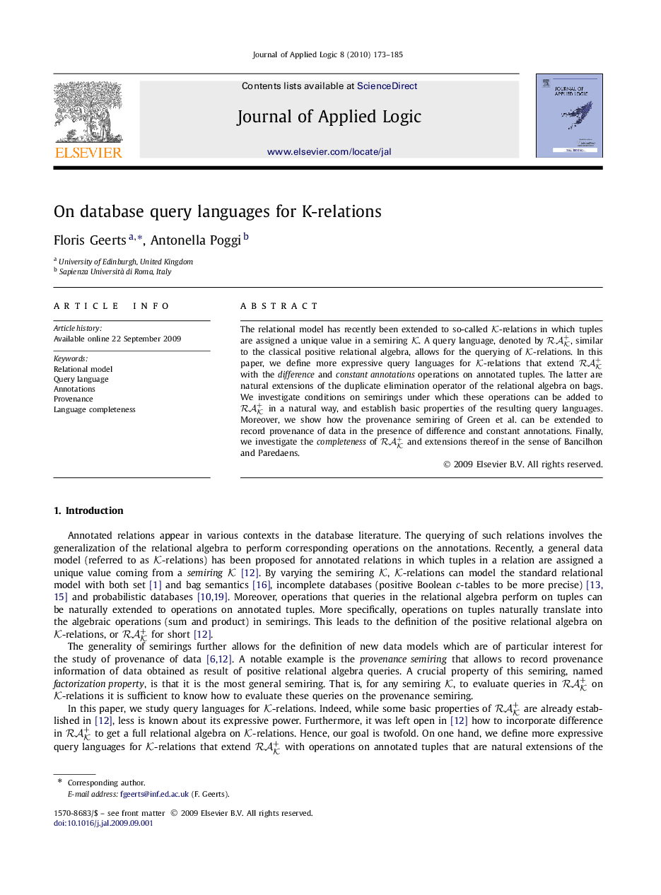 On database query languages for K-relations