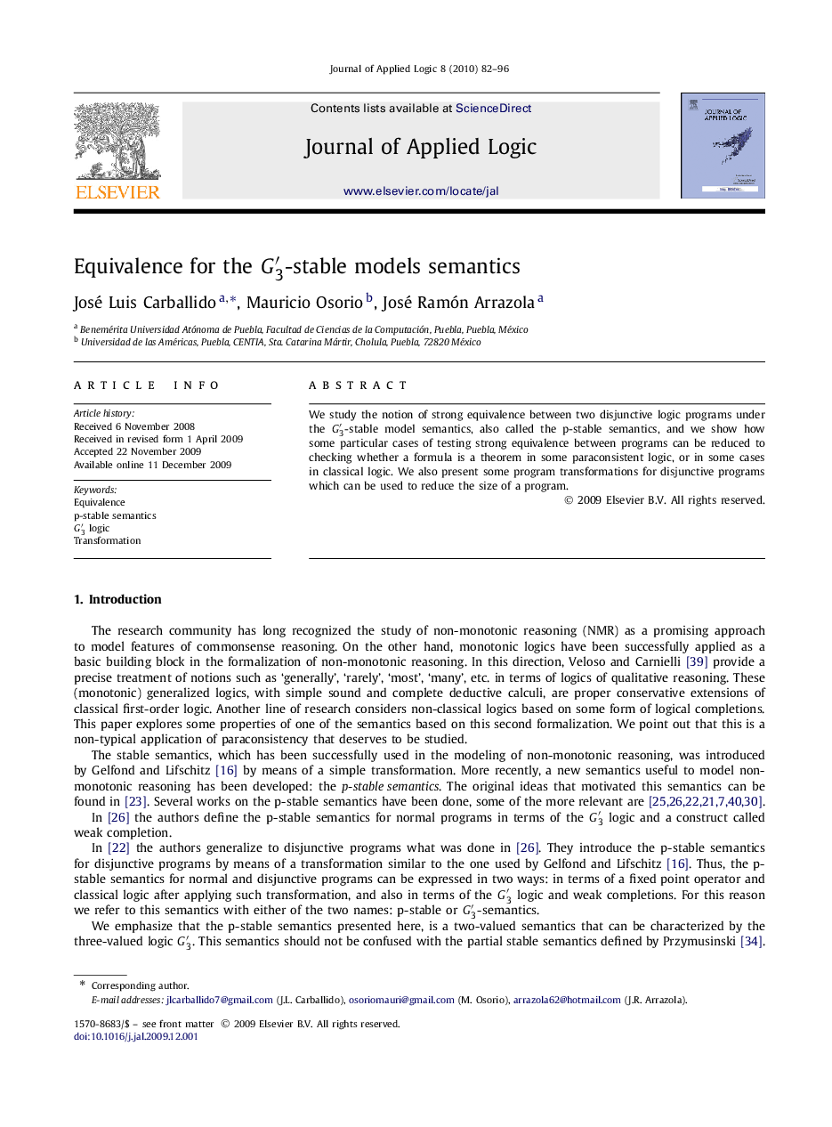 Equivalence for the G3′-stable models semantics