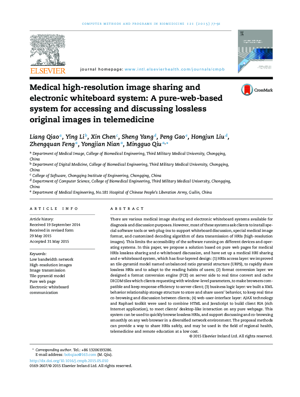 Medical high-resolution image sharing and electronic whiteboard system: A pure-web-based system for accessing and discussing lossless original images in telemedicine