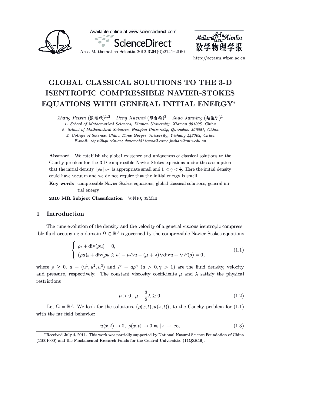 Global Classical Solutions to the 3-D Isentropic Compressible Navier-Stokes Equations with General Initial Energy 