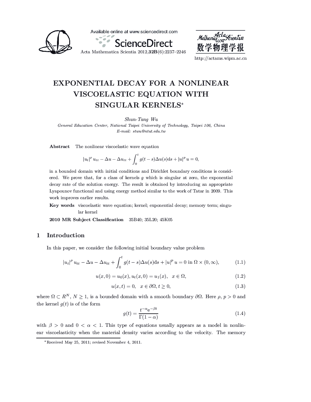 Exponential Decay for a Nonlinear Viscoelastic Equation with Singular Kernels