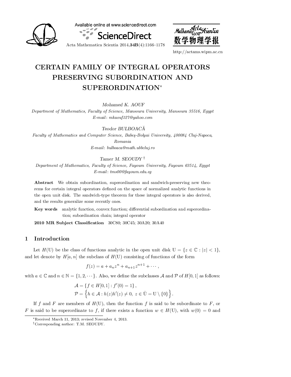 Certain family of integral operators preserving subordination and superordination