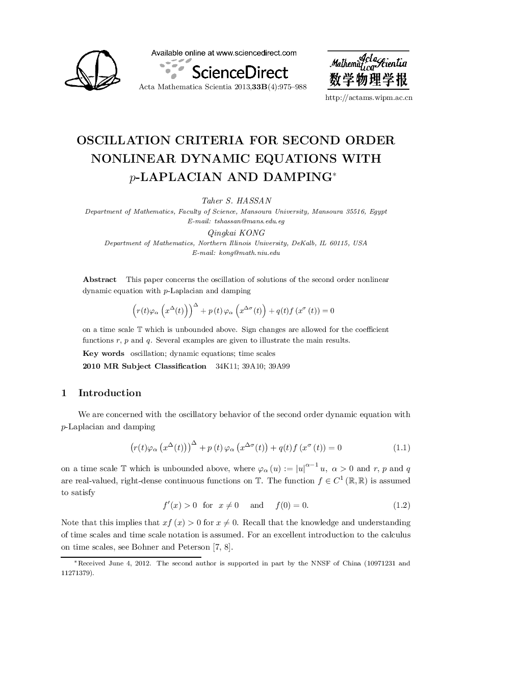 Oscillation Criteria for Second Order Nonlinear Dynamic Equations with p-Laplacian and Damping 