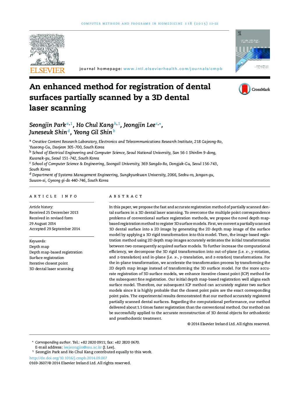 An enhanced method for registration of dental surfaces partially scanned by a 3D dental laser scanning