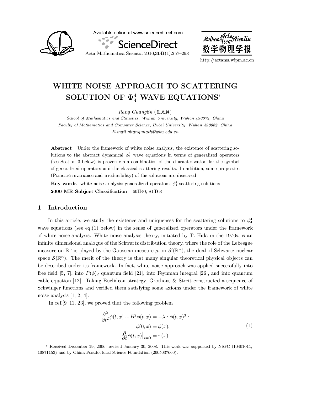 White noise approach to scattering solution of ϕ44 wave equations 