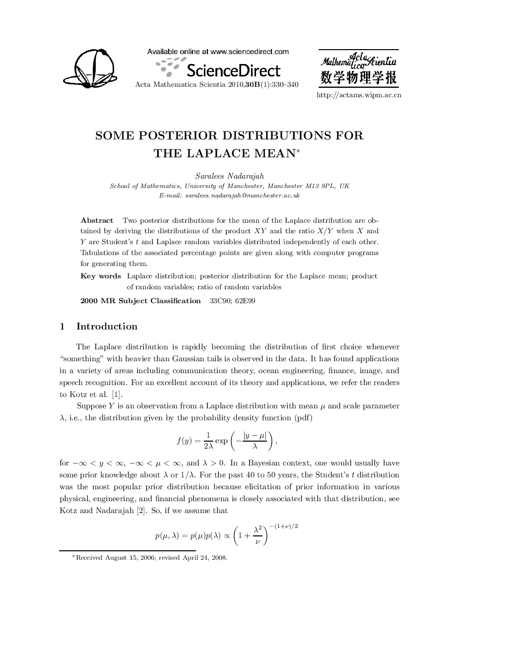 Some posterior distributions for the Laplace mean