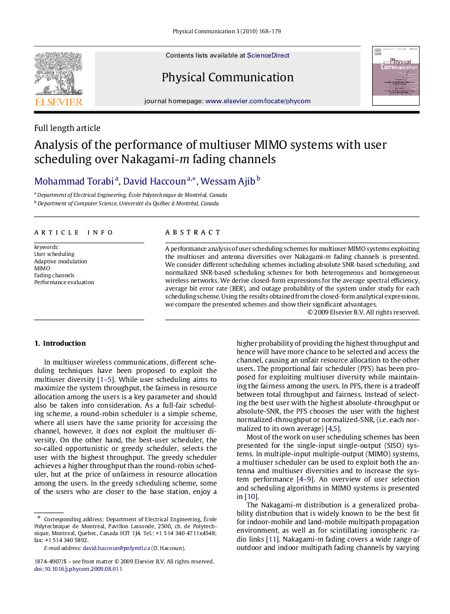 Analysis of the performance of multiuser MIMO systems with user scheduling over Nakagami-mm fading channels