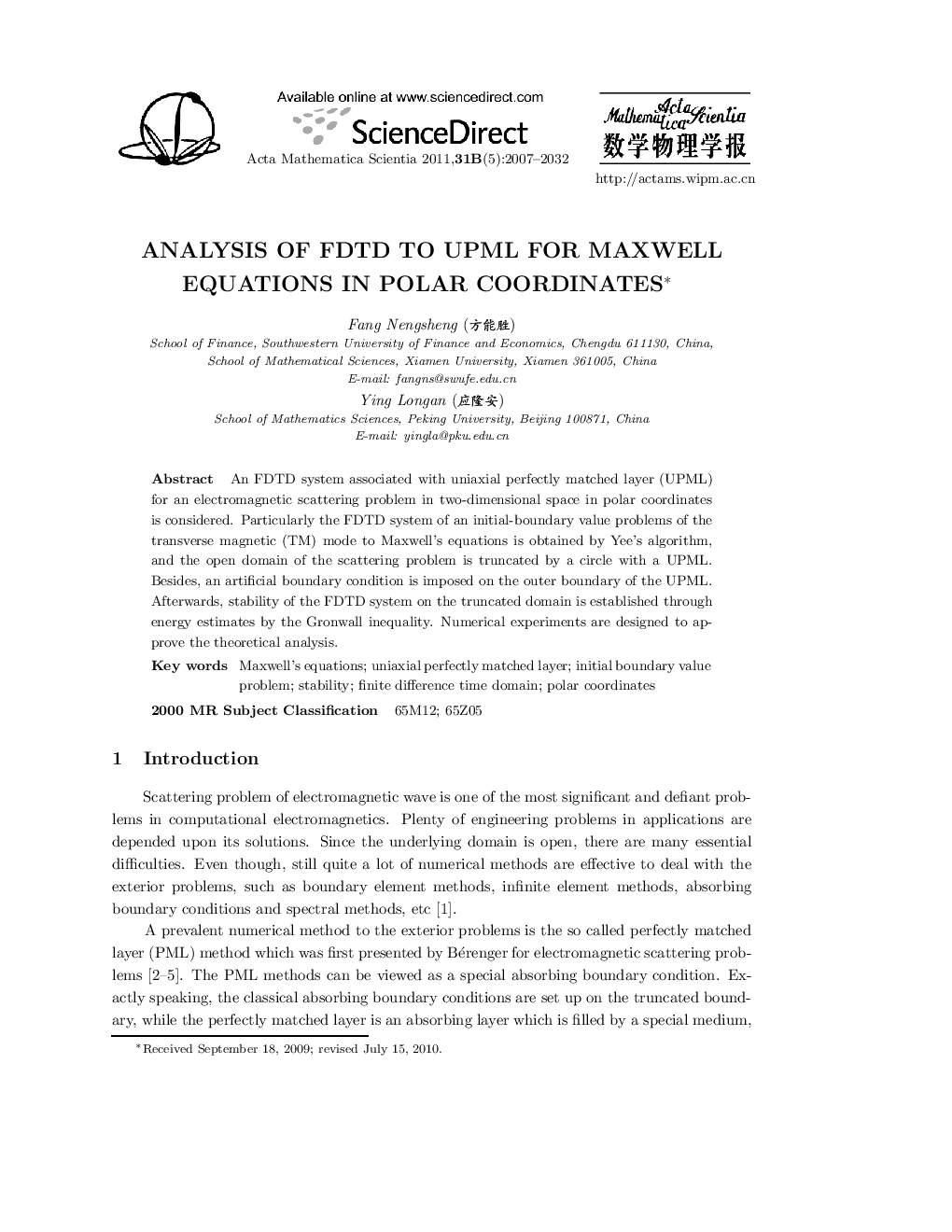 Analysis of FDTD to UPML for Maxwell equations in polar coordinates