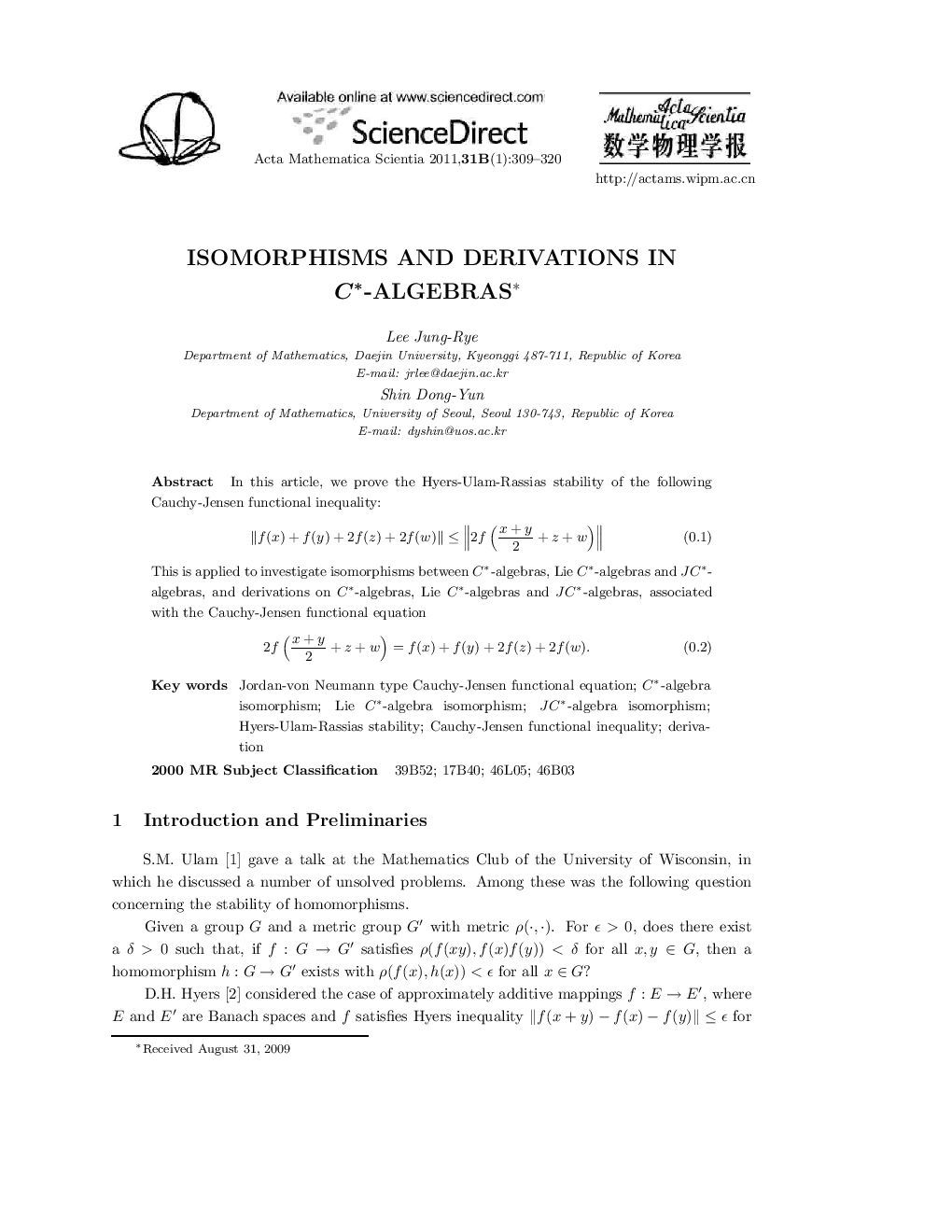 Isomorphisms and derivations in C*-Algebras