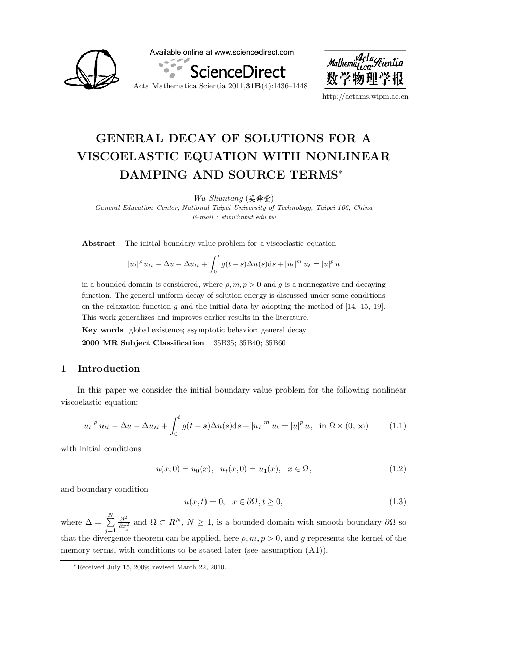 General decay of solutions for a viscoelastic equation with nonlinear damping and source terms