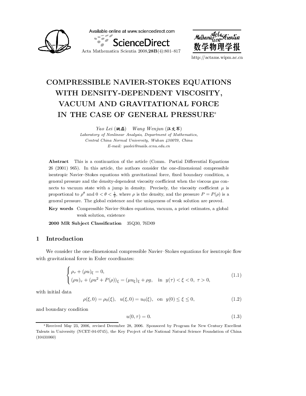 Compressible navier-stokes equations with density-dependent viscosity, vacuum and gravitational force in the case of general pressure 