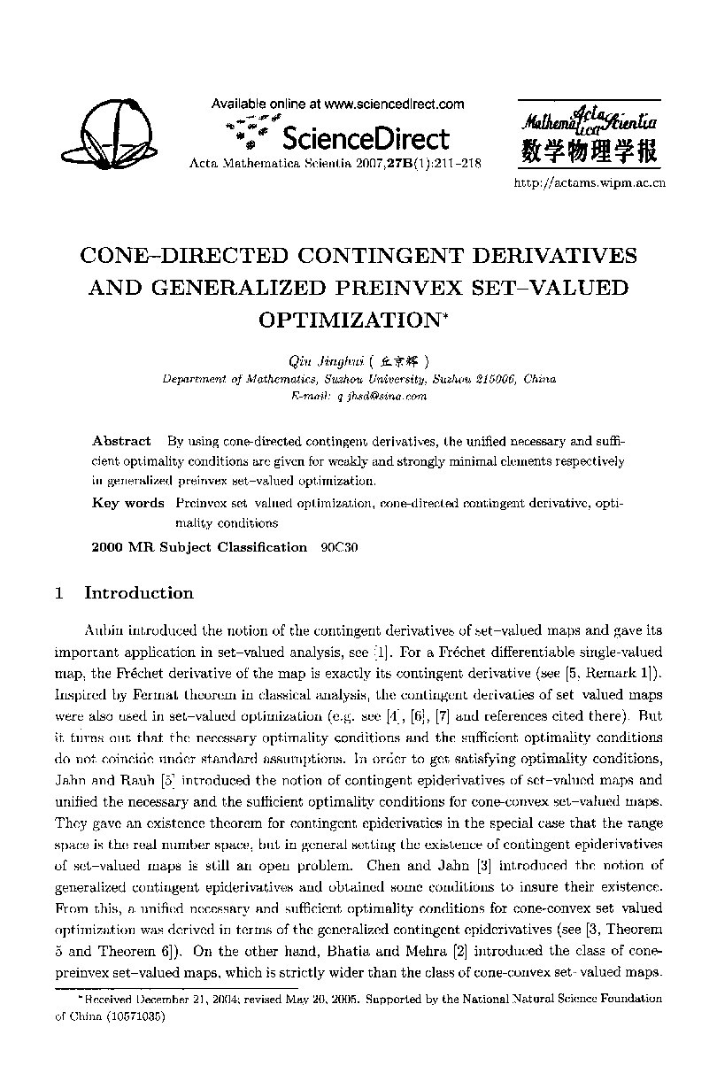 Cone-directed contingent derivatives and generalized preinvex set-valued optimization* 