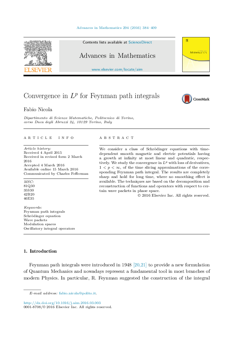 Convergence in Lp for Feynman path integrals