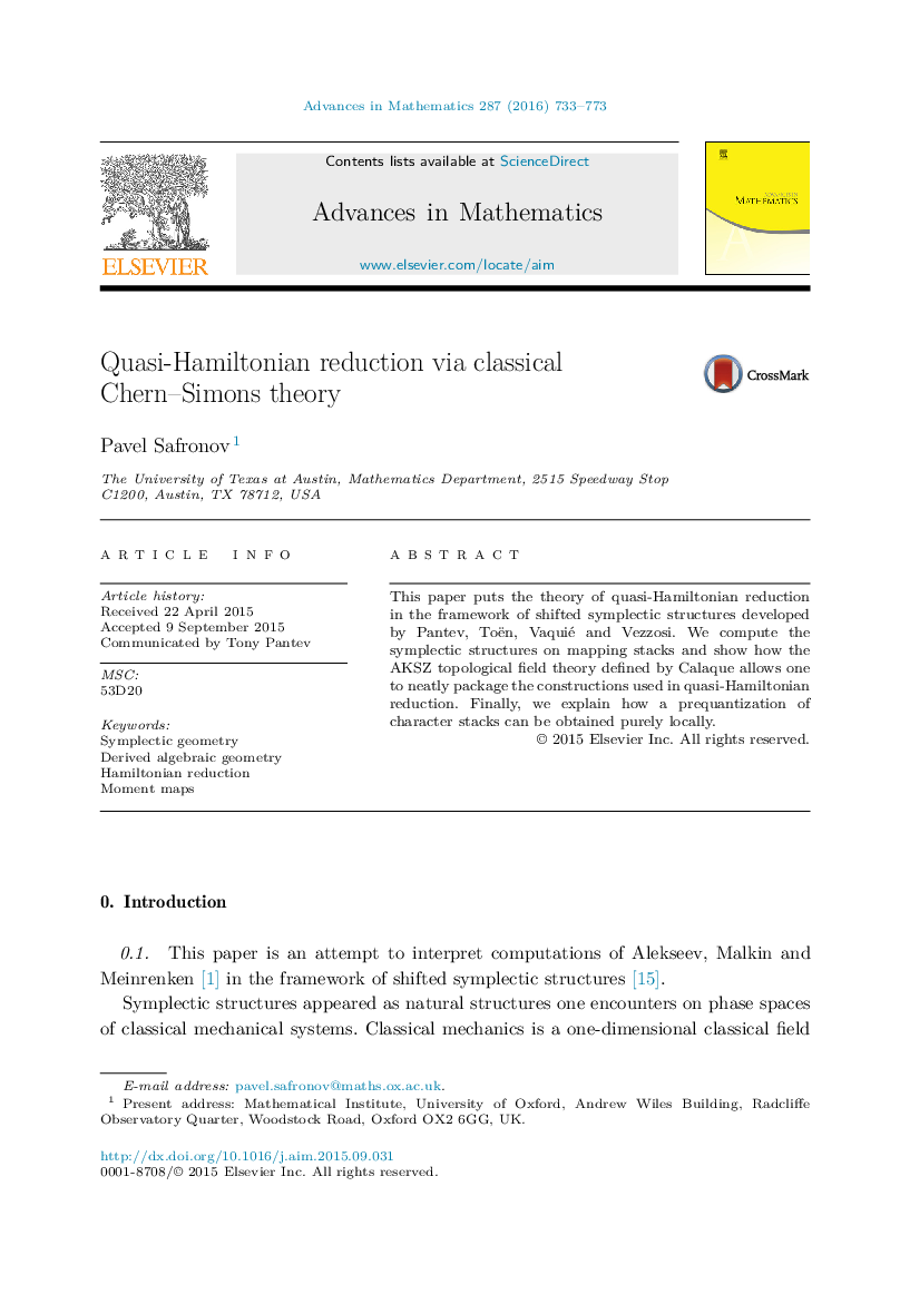 Quasi-Hamiltonian reduction via classical Chern–Simons theory