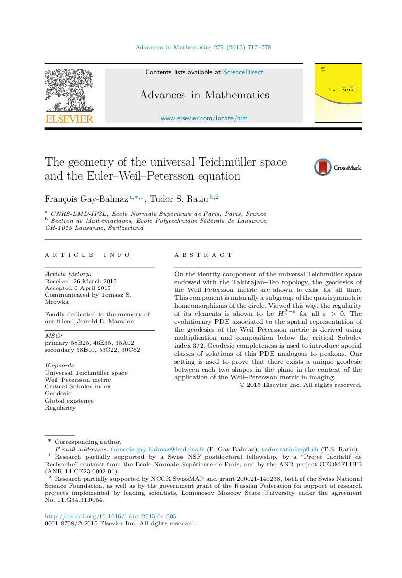 The geometry of the universal Teichmüller space and the Euler–Weil–Petersson equation