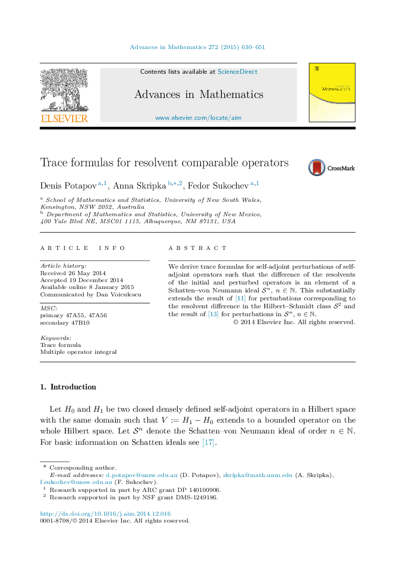 Trace formulas for resolvent comparable operators