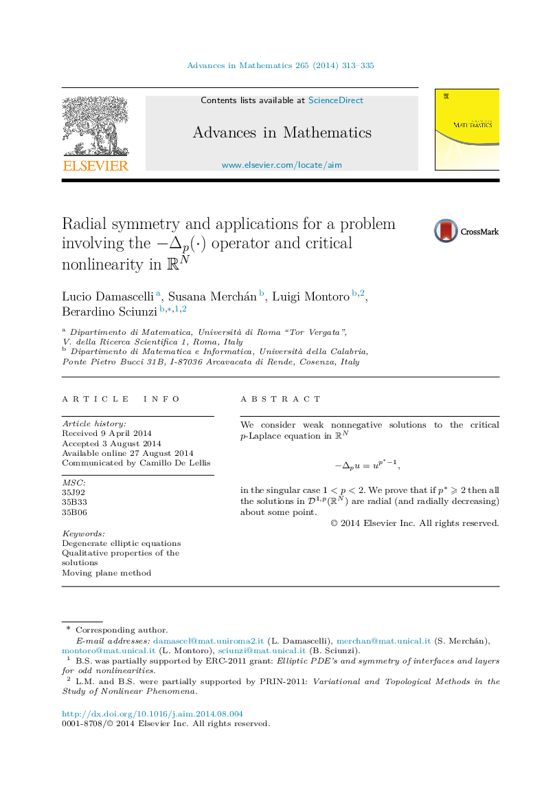 Radial symmetry and applications for a problem involving the −Δp(⋅)−Δp(⋅) operator and critical nonlinearity in RNRN