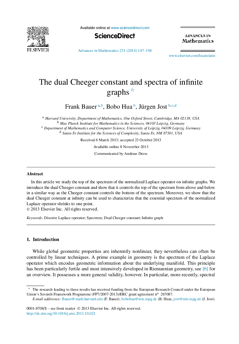 The dual Cheeger constant and spectra of infinite graphs 