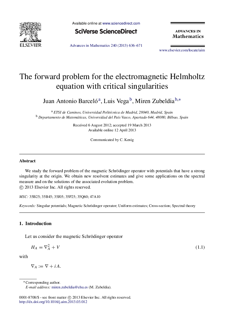 The forward problem for the electromagnetic Helmholtz equation with critical singularities