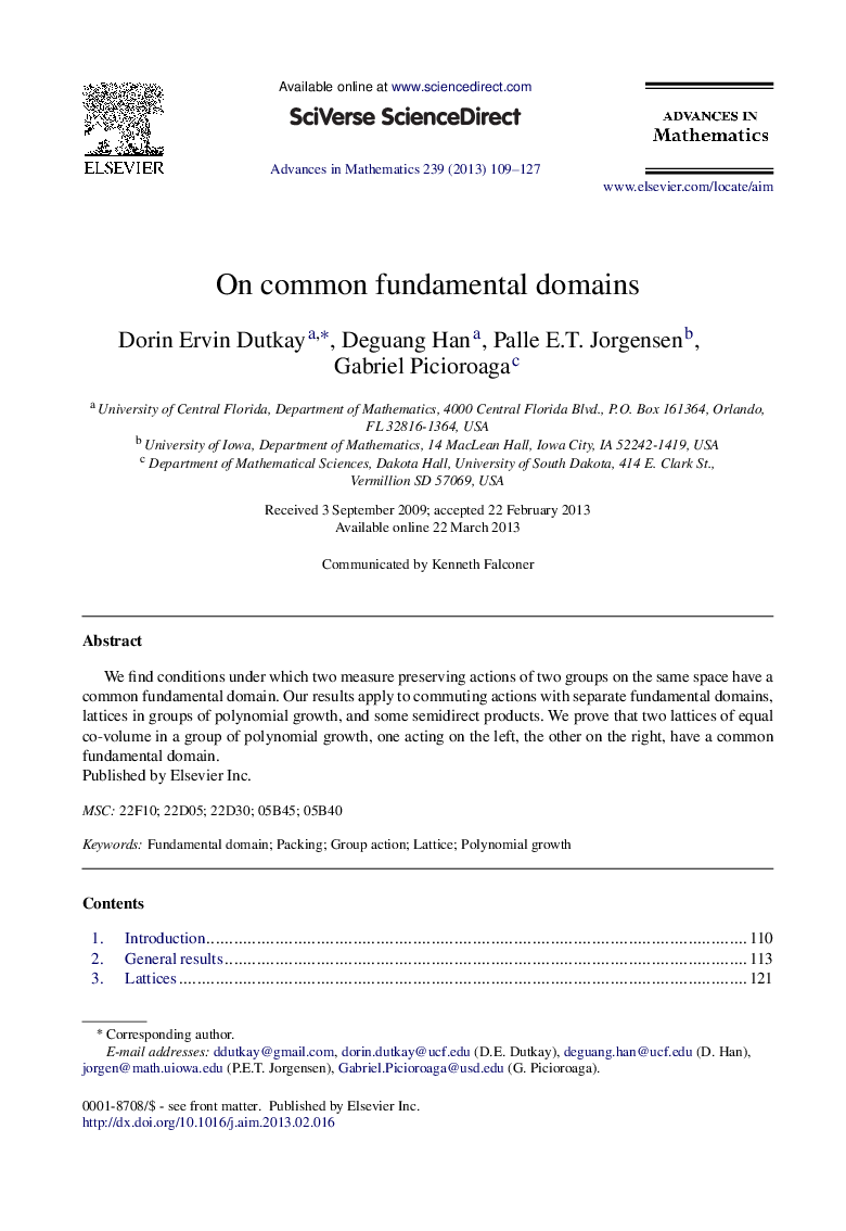 On common fundamental domains