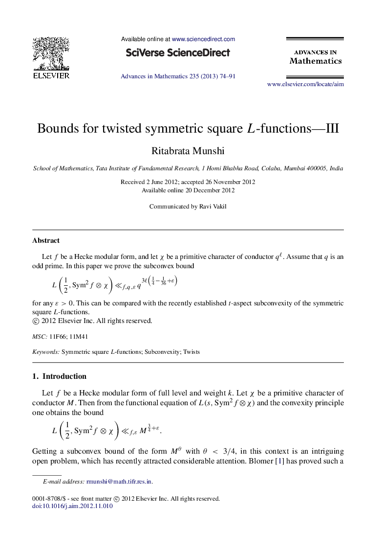 Bounds for twisted symmetric square LL-functions—III