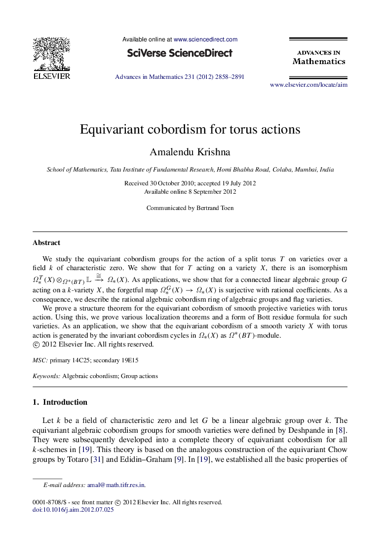 Equivariant cobordism for torus actions