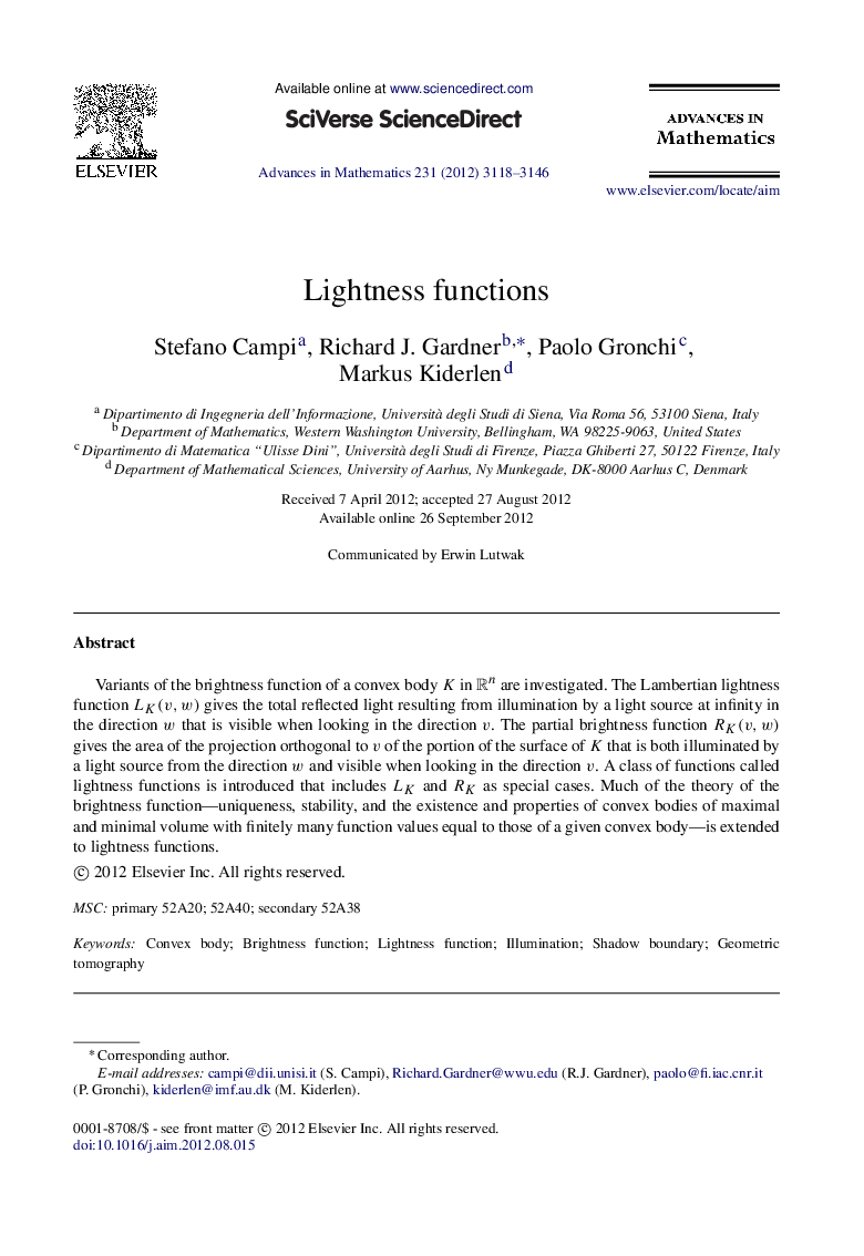 Lightness functions