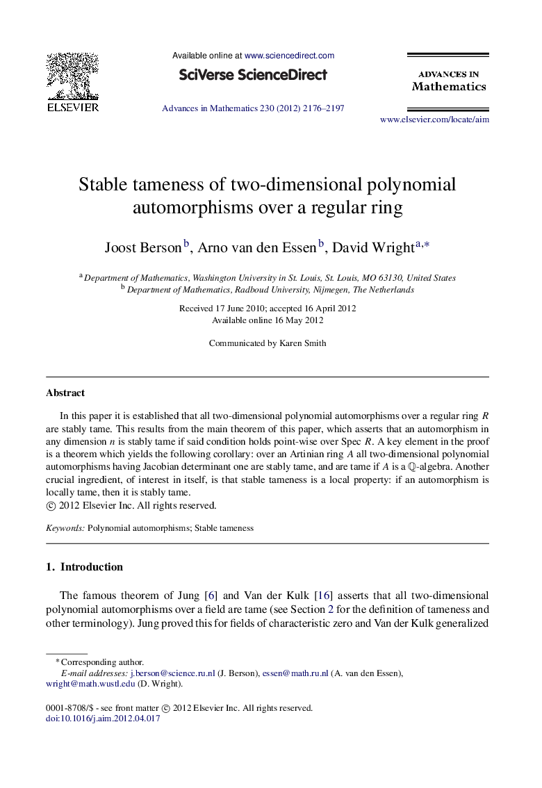 Stable tameness of two-dimensional polynomial automorphisms over a regular ring