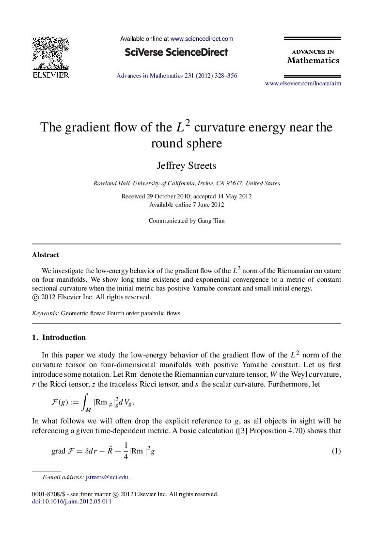 The gradient flow of the L2L2 curvature energy near the round sphere