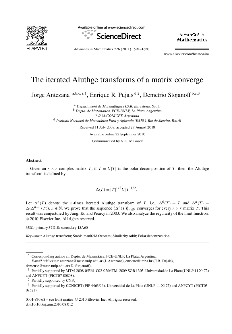 The iterated Aluthge transforms of a matrix converge