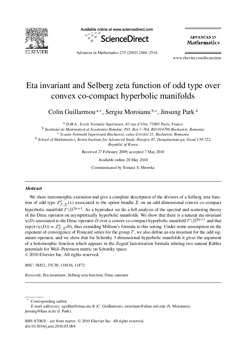 Eta invariant and Selberg zeta function of odd type over convex co-compact hyperbolic manifolds
