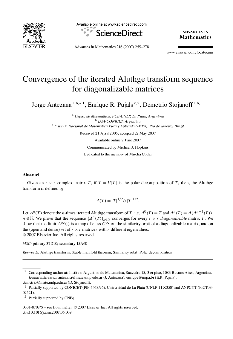 Convergence of the iterated Aluthge transform sequence for diagonalizable matrices