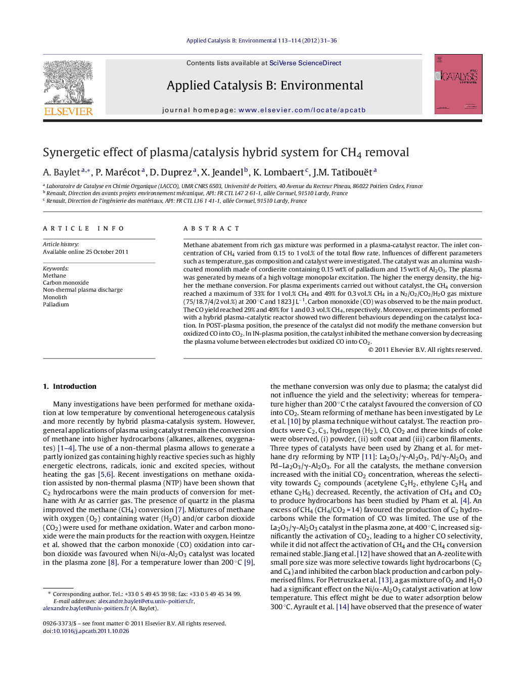 Synergetic effect of plasma/catalysis hybrid system for CH4 removal