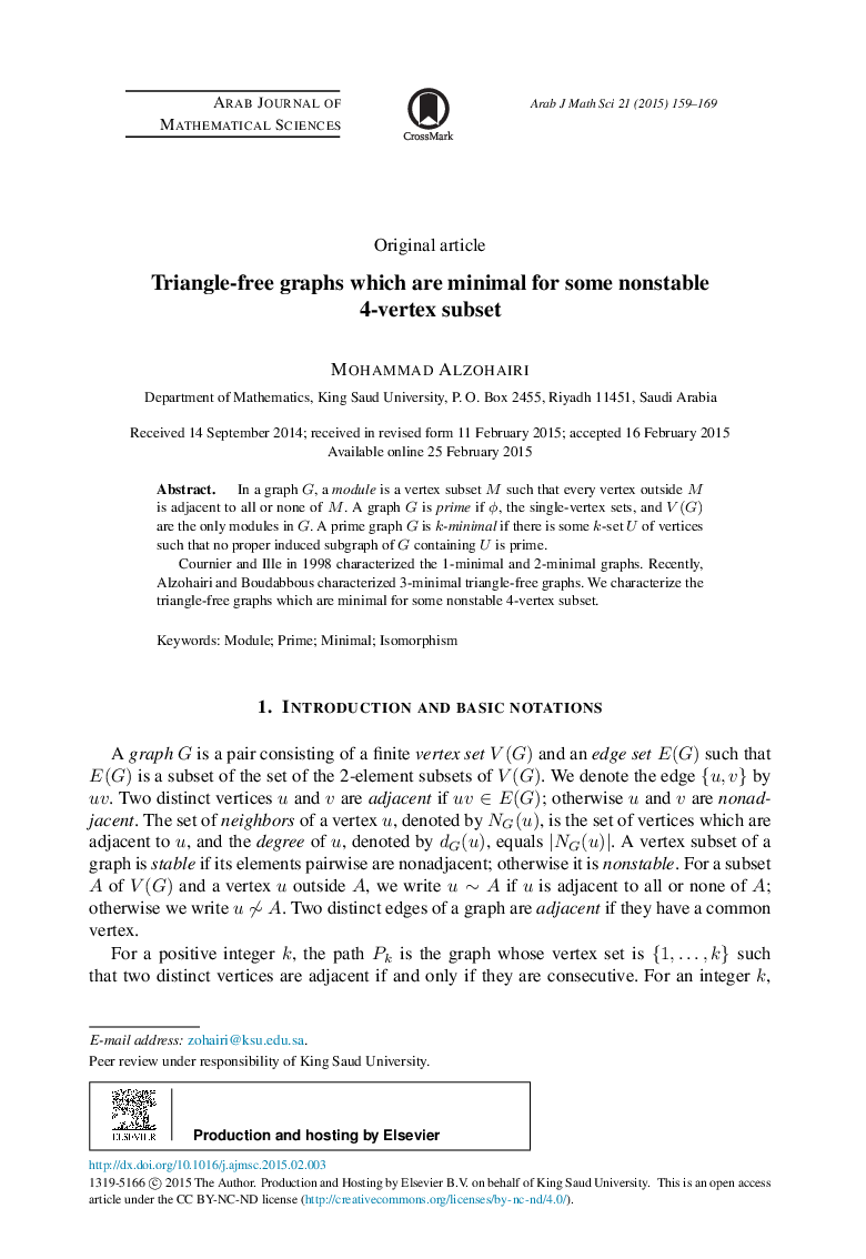 Triangle-free graphs which are minimal for some nonstable 4-vertex subset