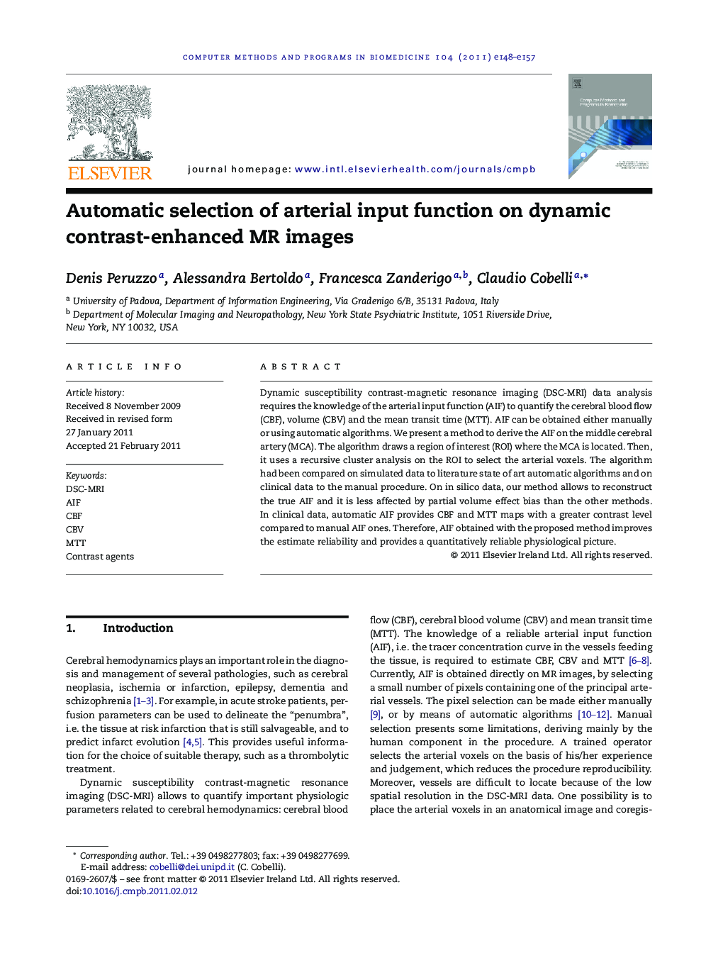 Automatic selection of arterial input function on dynamic contrast-enhanced MR images