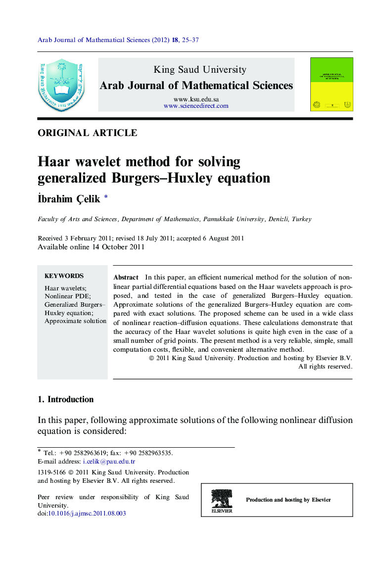 Haar wavelet method for solving generalized Burgers–Huxley equation