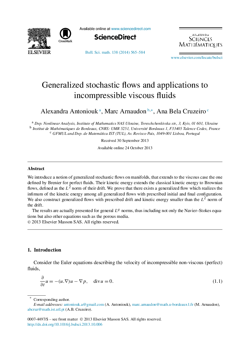 Generalized stochastic flows and applications to incompressible viscous fluids