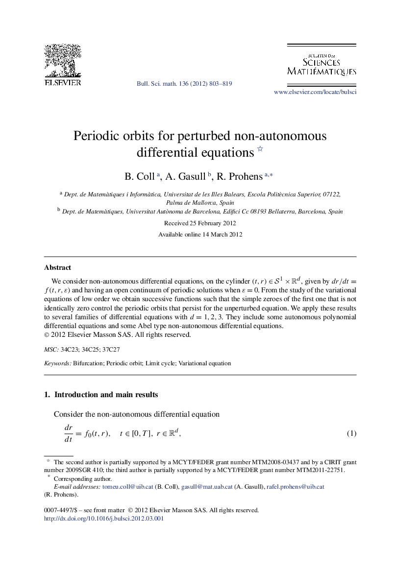 Periodic orbits for perturbed non-autonomous differential equations 