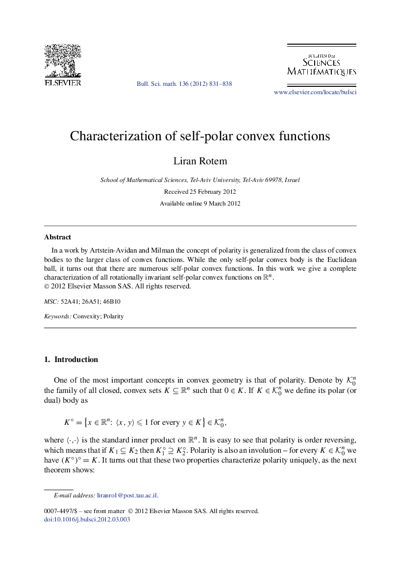 Characterization of self-polar convex functions