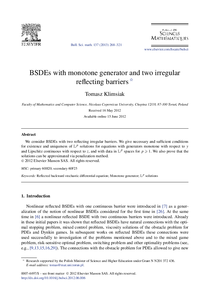 BSDEs with monotone generator and two irregular reflecting barriers 