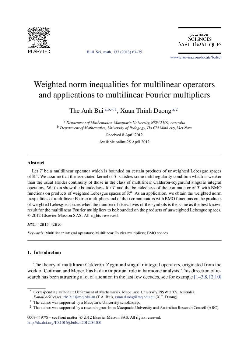 Weighted norm inequalities for multilinear operators and applications to multilinear Fourier multipliers