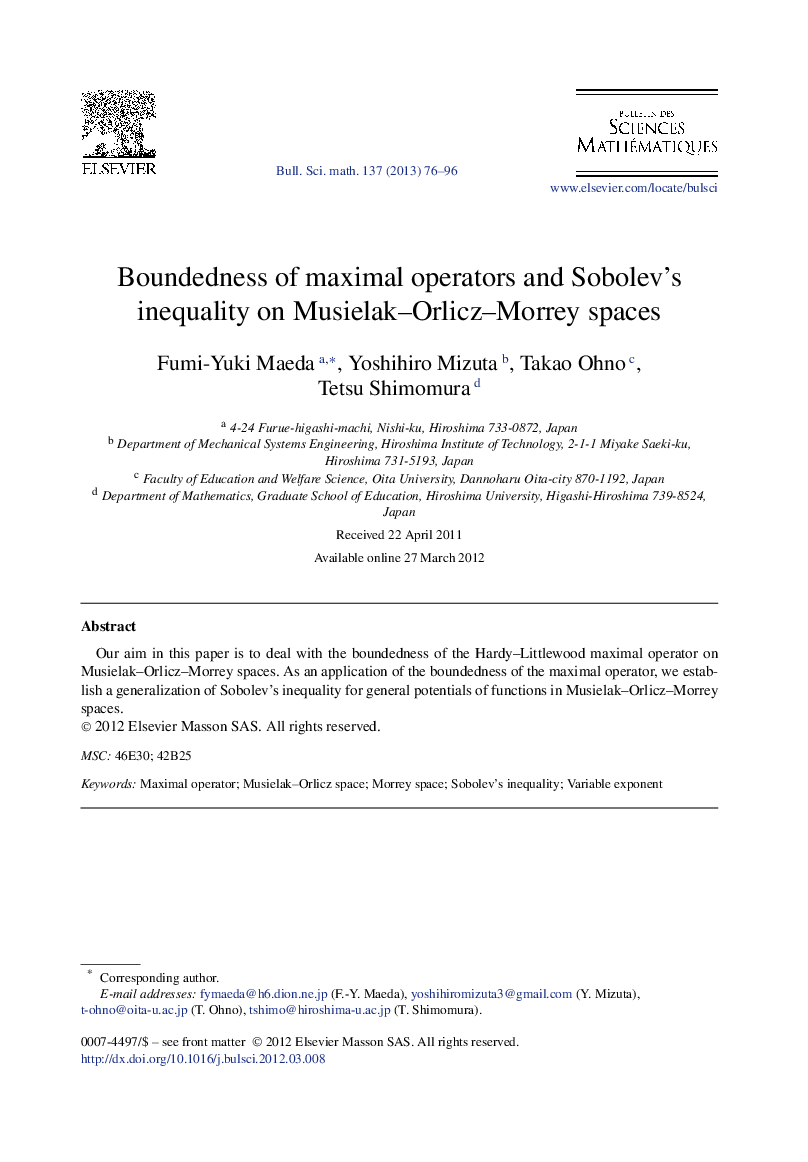 Boundedness of maximal operators and Sobolevʼs inequality on Musielak–Orlicz–Morrey spaces