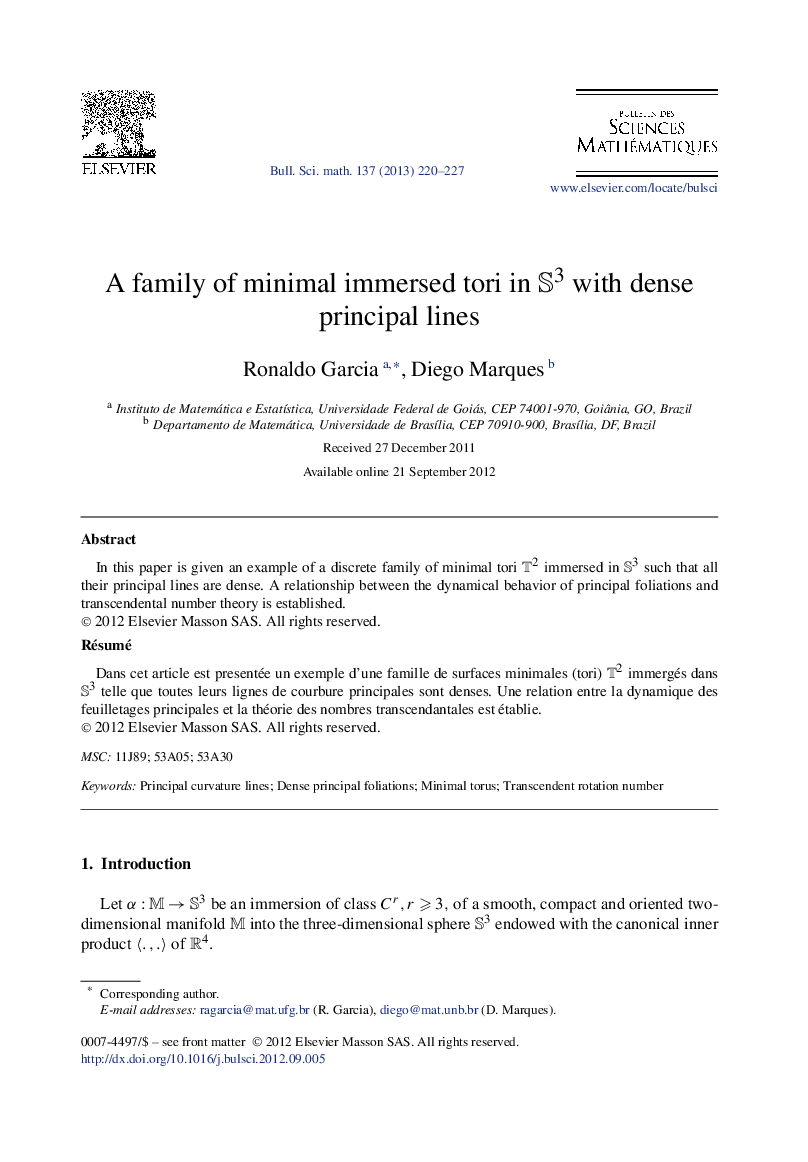 A family of minimal immersed tori in S3 with dense principal lines